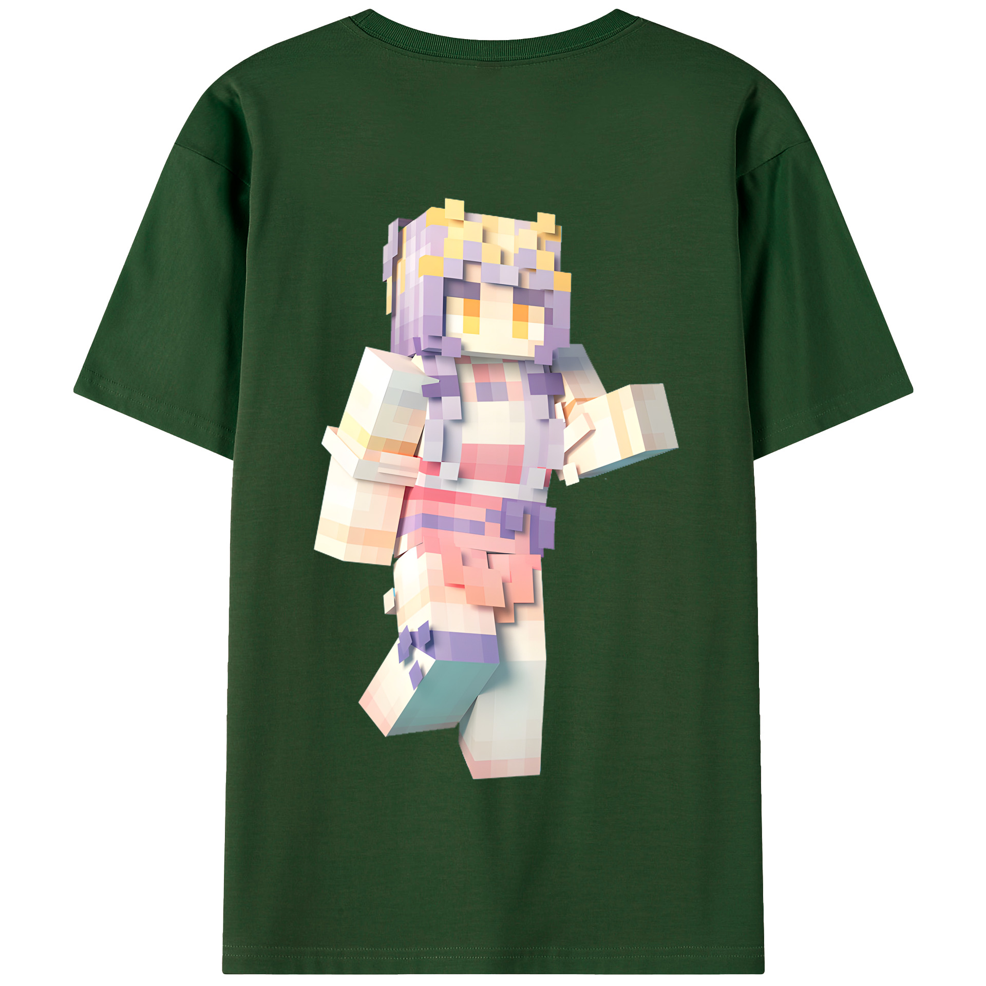 （画像用） マインクラフト ブロックの世界 Minecraft MC Block world 綿100％半袖Tシャツ（背面プリント）